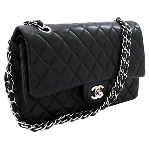 chanel black silver chain|Chanel quilted bag.